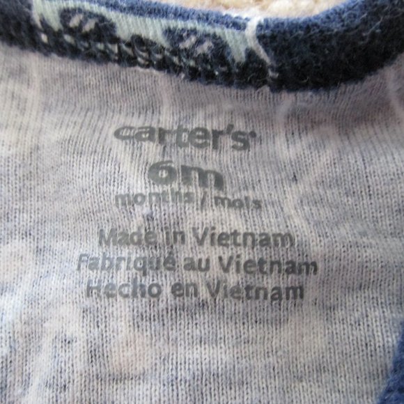 Carters 3‎ Pc Bear Shirt Bodysuit Pants Outfit Boys Size 6M Blue Yellow Striped - Picture 6 of 9